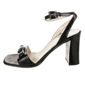 Prada Black Leather Sandals